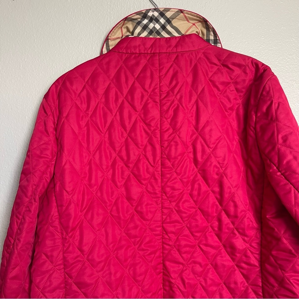 Burberry London Barn Coat Pink Diamond Quilted Nova Check Snap Authenticated M - Picture 11 of 16